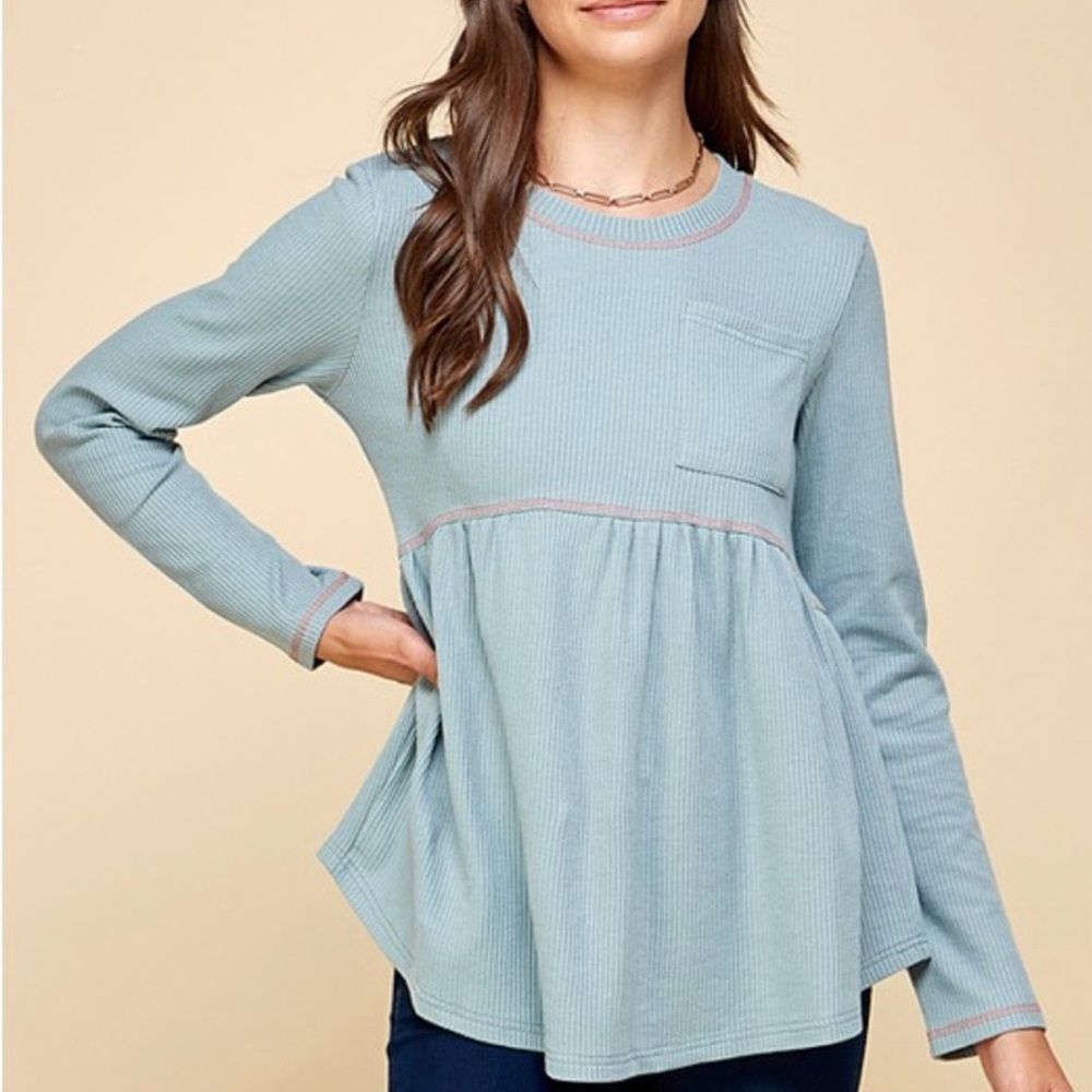 NWT Waffle Knit Babydoll Top